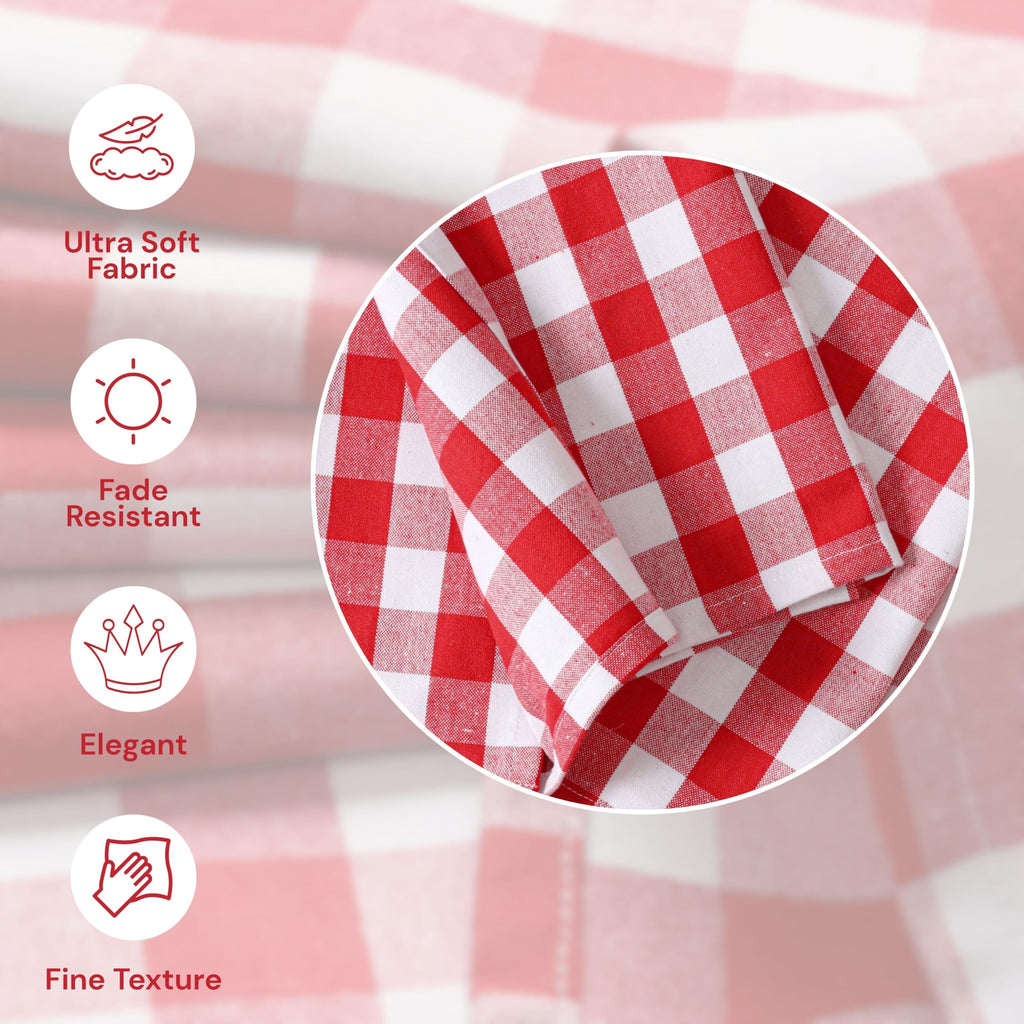 Softopia Cotton Cloth Napkins 18”X18” 100% Cotton Decorative Washable Gingham Buffalo Check Plaid Table Napkin for Kitchen, Party, Wedding, Restaurant & Camping - Red White (Set of 12)