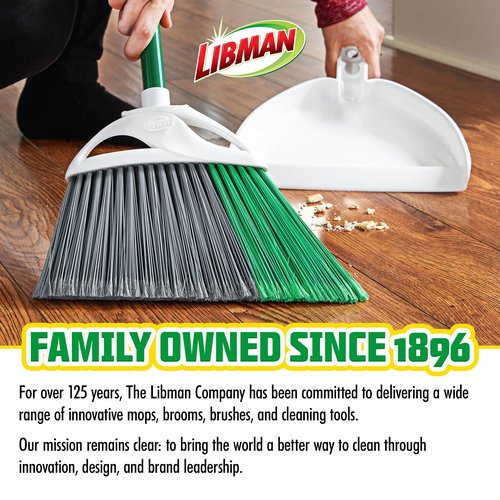 Libman FlexTech Broom with Dustpan Combo Set for Sweeping Indoor and Outdoor Floors, Pet, Dog Hair Broom, 55” Precision Angle Broom, 3 Piece Handle, 11" Wide, 10.25" Wide Dust Pan
