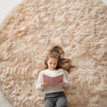 OLANLY Round Beige Area Rug - Soft, Fluffy, Machine Washable 8 ft Circle Carpet for Bedroom & Living Room Decor
