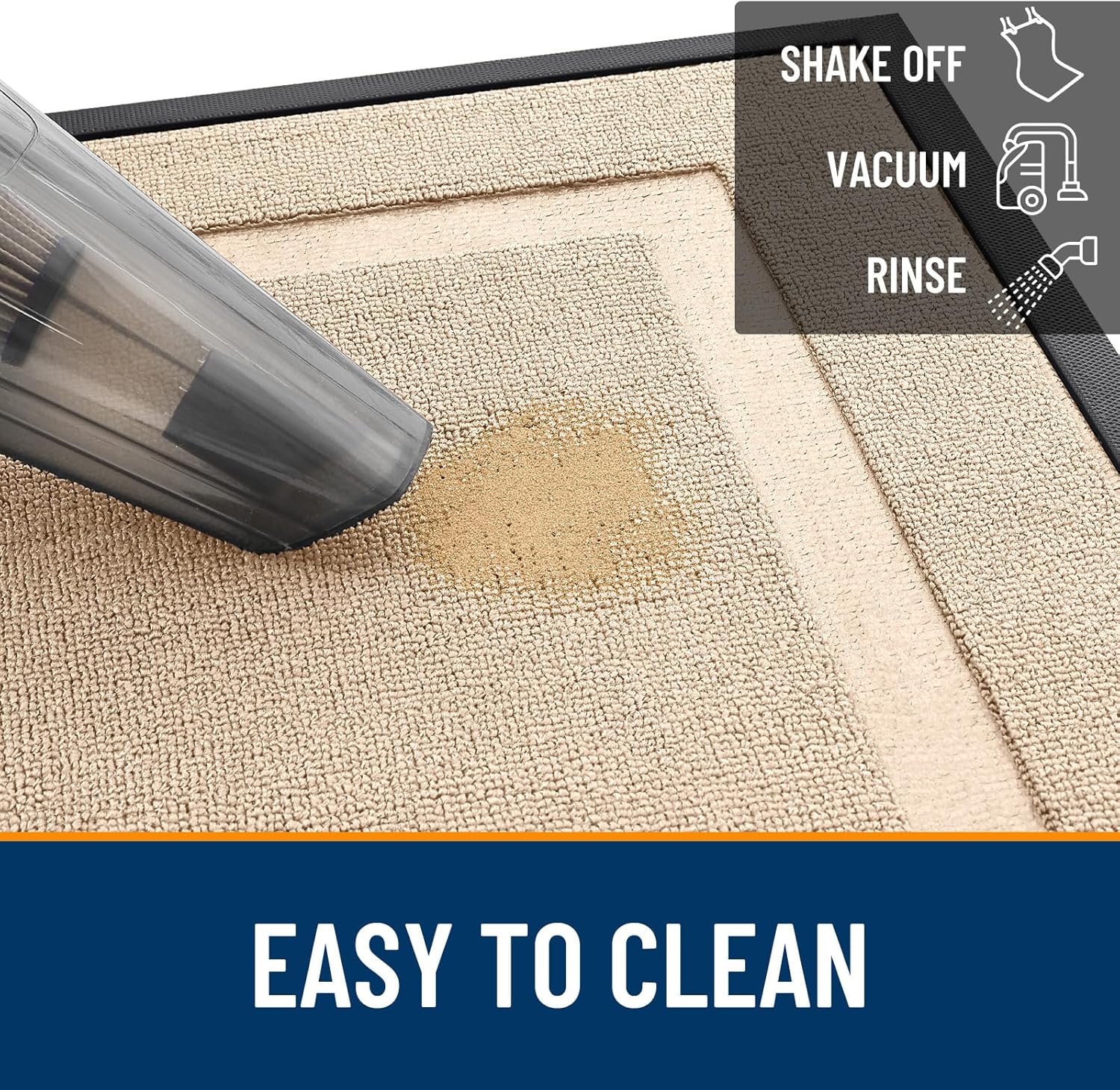 OLANLY Waterproof All-Season Front Door Mat - Sturdy Natural Rubber, Easy Clean, 33x21, Off-White