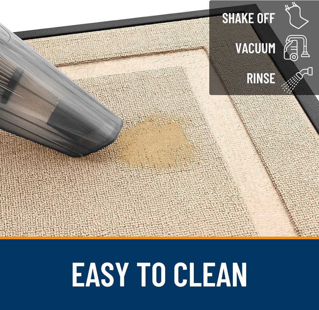OLANLY Waterproof Front Door Mat - All-Season Indoor/Outdoor Doormat | Sturdy Natural Rubber, 47x23, Off-White