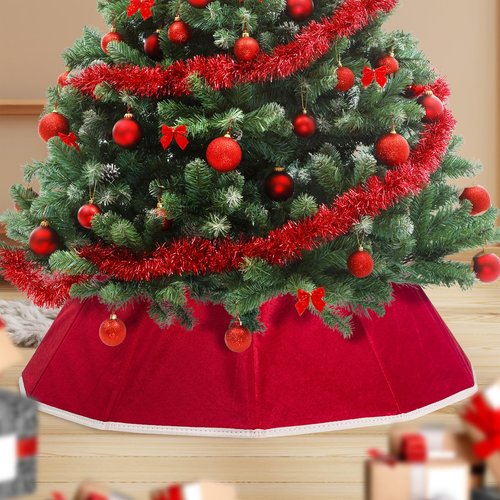 Mr. Pen- Christmas Tree Collar, 28” Red Tree Collar for Pencil Tree, Christmas Tree Collars for Artificial Trees, Christmas Tree Base Cover, Xmas Tree Collar for Christmas Tree Cover Base