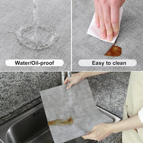 Homaxy Faux Leather Placemats - Heat Resistant & Waterproof Set of 6 | Easy to Clean 11.8" x 17" Light Grey