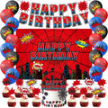 Spider Web Birthday Party Supplies, Spider Theme Party Decorations Including Birthday Banner, Backdrop, Balloons, Cupcake Toppers