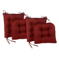 Klear Vu Omega Non-Slip Rocking Chair Cushion Set with Thick Padding and Tufted Design, Includes Seat Pad & Back Pillow with Ties for Living Room Rocker, 17x17 Inches, 4 Piece Set, Flame Red
