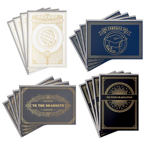 Hallmark Graduation Cards Assortment, Gold Foil Neutrals (16 Cards and Envelopes, 4 Designs)