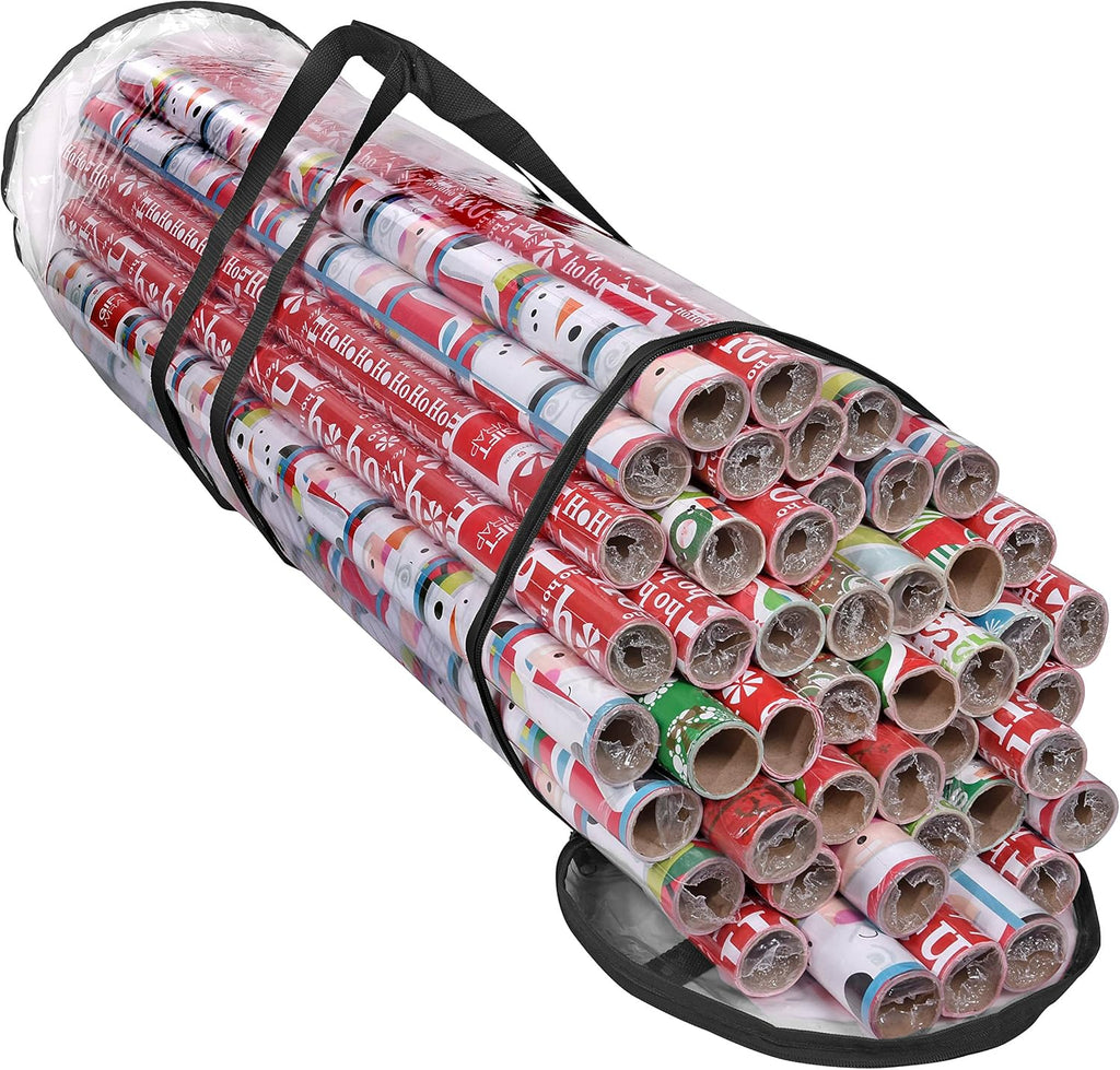 Primode Wrapping Paper Storage Bag - Heavy Duty Organizer for 24 Rolls | Fits 40-Inch Long Rolls (Black)