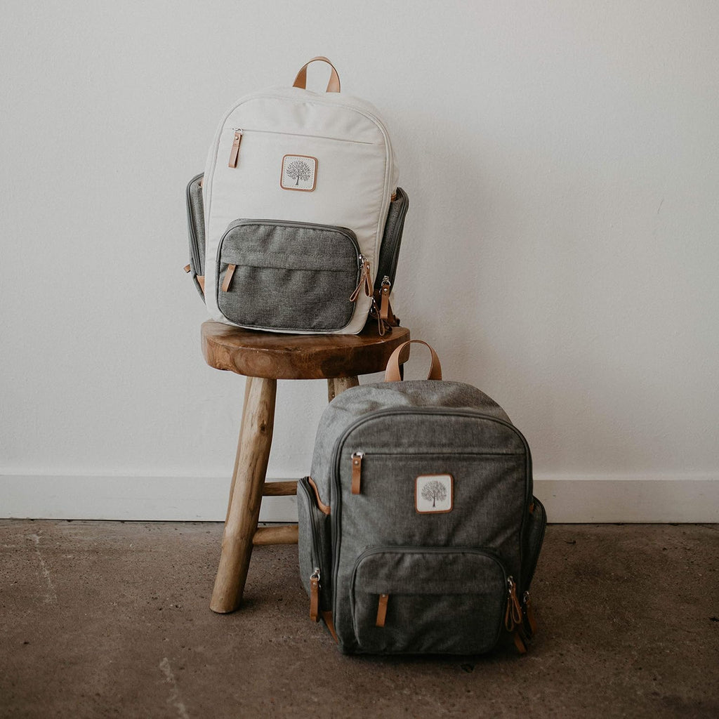 Parker Baby Diaper Backpack - Insulated Full Zip Diaper Bag for Parents - Gray Color
