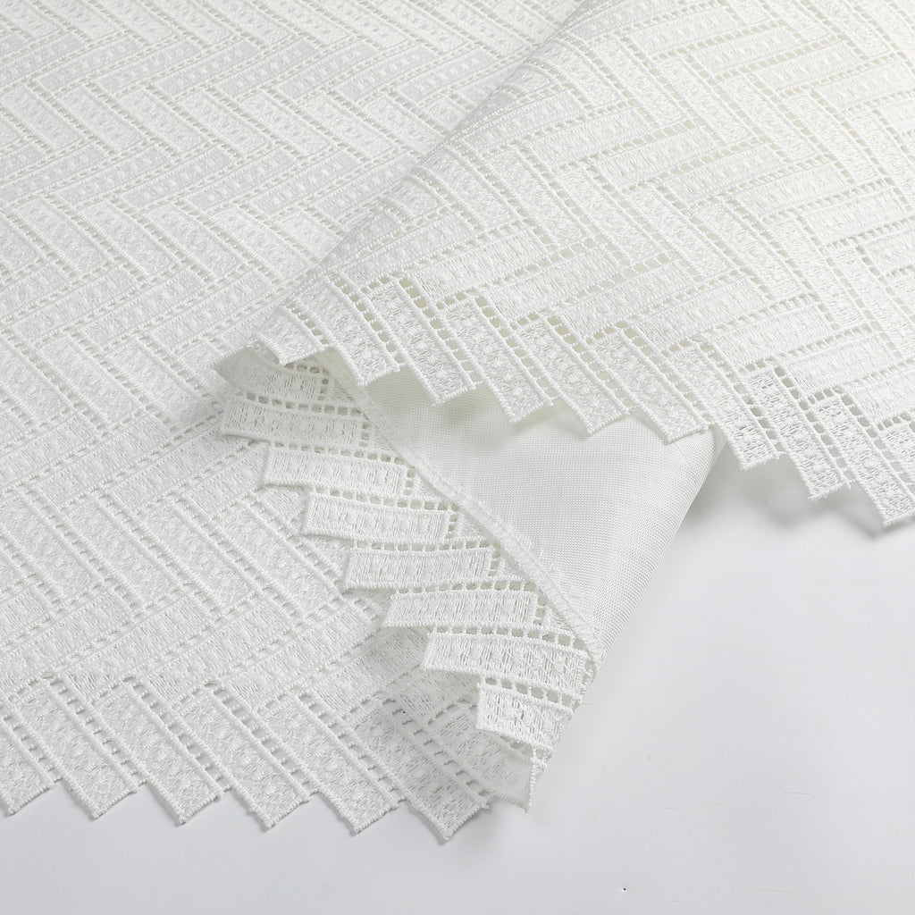 Majestic Giftware Polyester Tablecloths for Rectangle Tables - TC1728UL | (60/90) Lace Zig Zag Chevron - Unlined Design Dining Table Cover | Decorative Washable Tablecloth for Home & Kitchen