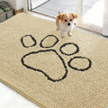 OLANLY Dog Door Mat - Absorbent Non-Slip Chenille for Muddy Paws | 48x30 Paw Print Design
