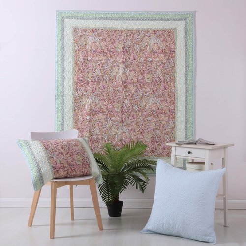 Greenland Home Fashions Palisades Modern Floral Bordered Cotton Bedding, 50 x 60 Throw, Pastel