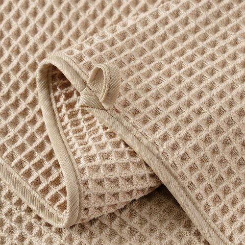 Microfiber Waffle Hand Towels, 2 Pieces, Soft, Absorbent, Fast Drying, Lint Free 430 GSM (Beige)