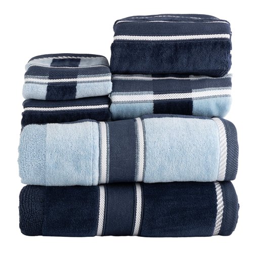 Lavish Home 6 Piece Bathroom Towels Set - 525 GSM 100% Cotton Bathroom Accessories - 2 Bath Sheets, 2 Hand Cloths , and 2 Wash Cloths - Soft Towel Set for Shower, Gym, Dorm, and Spa (Navy)