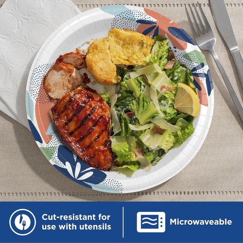 Dixie Large Paper Plates - 10 Inch, 54 Count | 2X Stronger, Microwave-Safe & Soak-Proof Disposable Plates