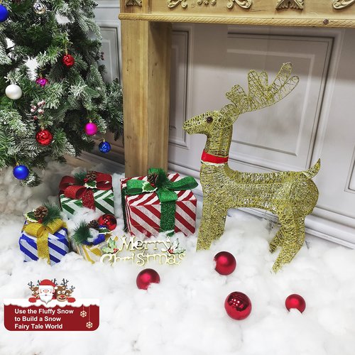Fake Snow Decorations, 75 Sqft Fiber Soft Christmas Artificial Snow Cotton for Indoor Home Christmas Decor Village Tree Winter Mantle Displays Fake Snow for Winter Christmas Tree Holiday (25 Oz)