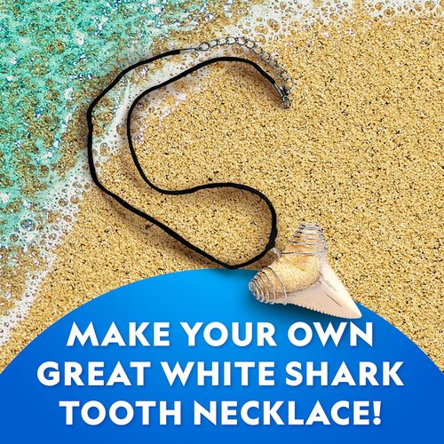 National Geographic Shark Tooth Dig Kit - Excavate Ancient Shark Fossils & Create a Necklace | STEM Activity for Kids Ages 6-8