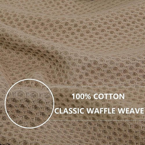 Homaxy 100% Cotton Waffle Weave Dish Towels - Ultra Soft & Absorbent | Quick Drying, 13 x 28 Inches, Tan, 4-Pack