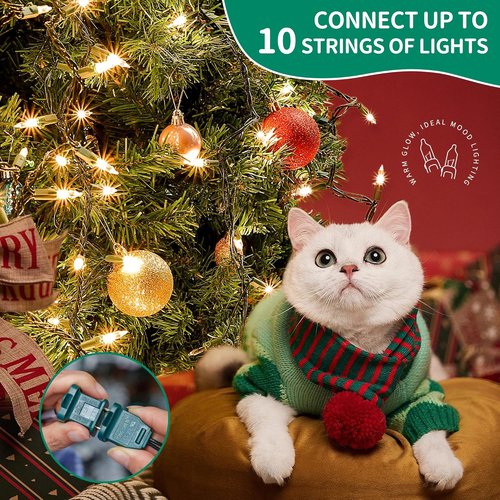 HEYFUNi Clear Christmas Lights - 50 Count 13 Feet Mini String Lights for Indoor/Outdoor Holiday Decor | Green Wire