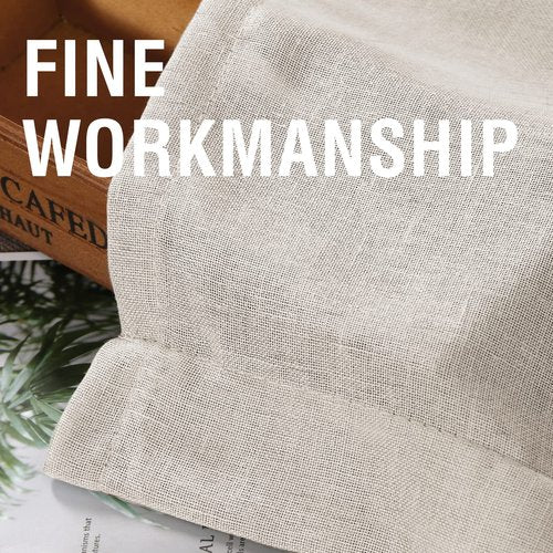 H.VERSAILTEX Natural Linen Curtains 96 inches Long for Living Room 2 Panels Back Tab Loop Pocket Textured Light Filtering Semi Sheer Rustic Farmhouse Boho Curtain for Bedroom, Heathered Natural