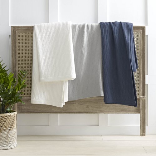 Nautica - King Blanket, Diamond Weave Cotton Bedding, Medium-Weight for All Seasons, Oeko-Tex Certified (Baird Navy)