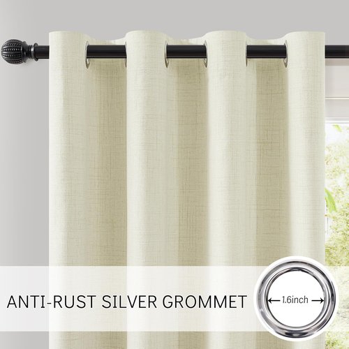 ChrisDowa 100% Blackout Curtains - 84 Inch Linen Drapes for Total Privacy | 2 Panels, Beige 52" W x 84" L