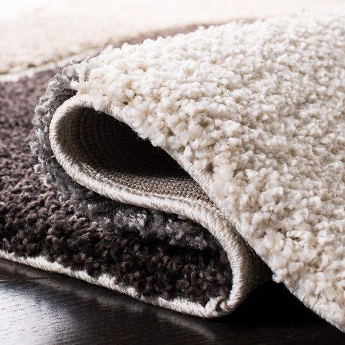 SAFAVIEH Florida Shag Collection Runner Rug - 2'3" x 8', Ivory & Grey, Abstract Design, Non-Shedding & Easy Care, 1.2-inch Thick Ideal for High Traffic Areas in Living Room, Bedroom (SG475-1180)