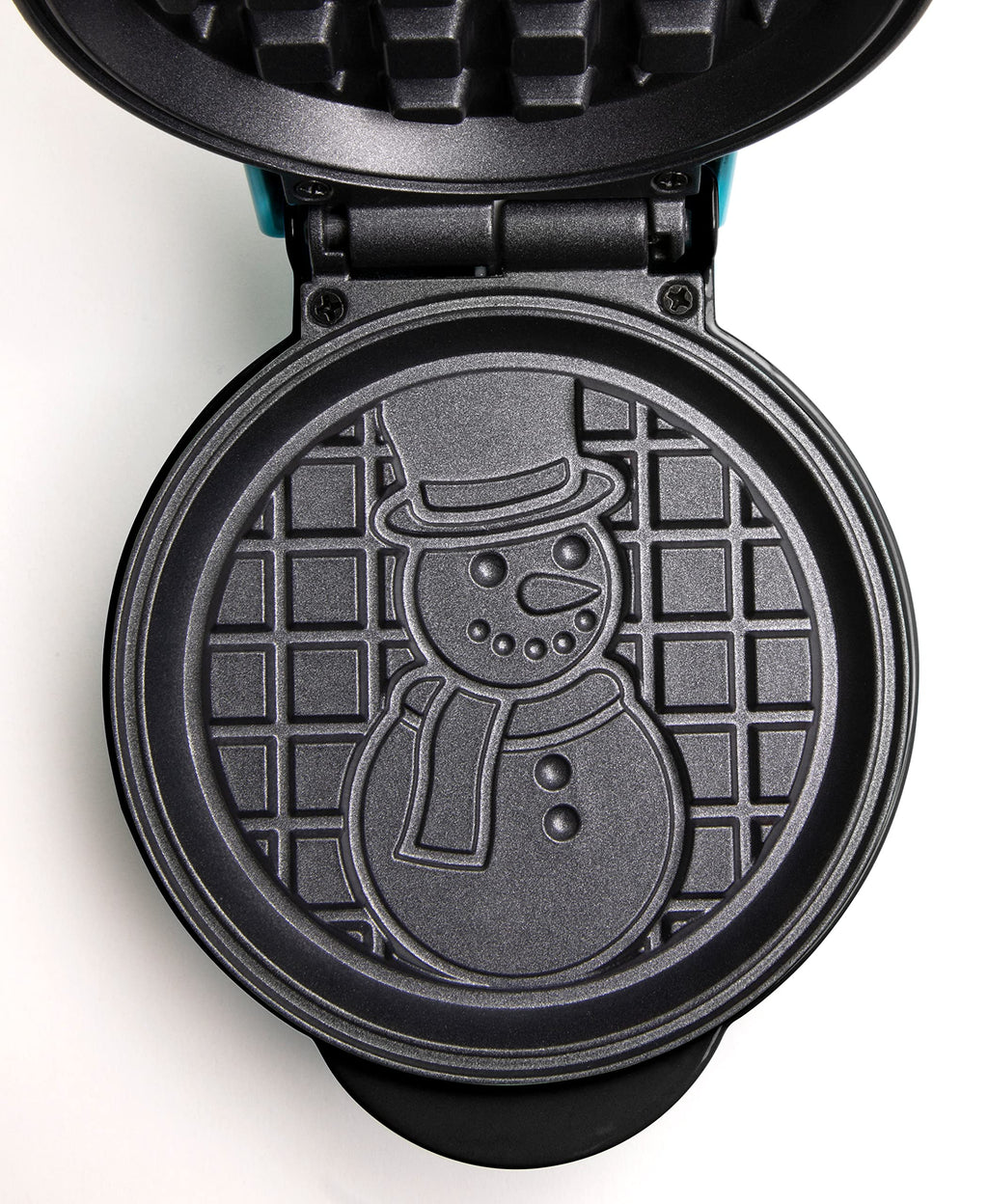 Nostalgia MyMini Personal Electric Snowman Waffle Maker, 5-Inch Cooking Surface, Waffle Iron for Hash Browns, French Toast, Grilled Cheese, Quesadilla, Brownies, Cookies, Blue