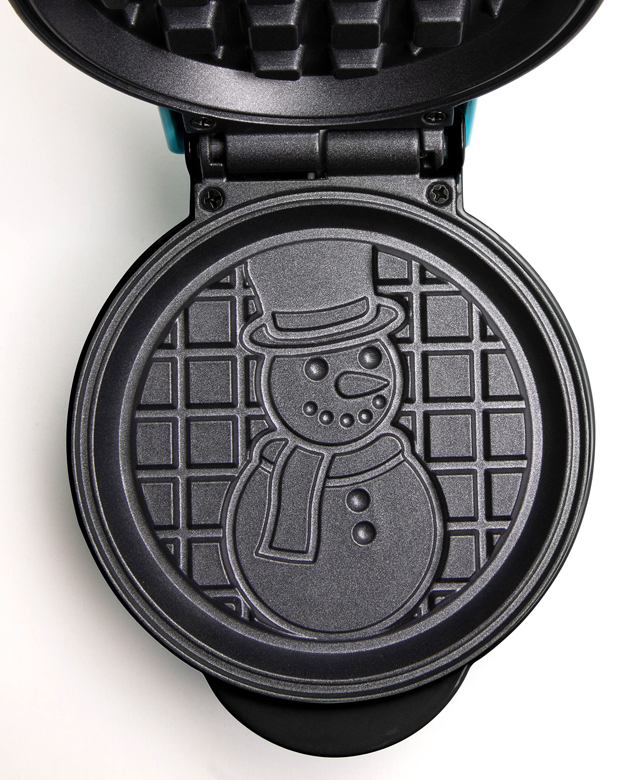 Nostalgia MyMini Personal Electric Snowman Waffle Maker, 5-Inch Cooking Surface, Waffle Iron for Hash Browns, French Toast, Grilled Cheese, Quesadilla, Brownies, Cookies, Blue