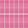 ZATAYE Pink Foil Fringe Curtains - 12 Pack Metallic Tinsel Backdrop for Birthday & Valentine's Day Decor | 3.28 FT x 7.05 FT