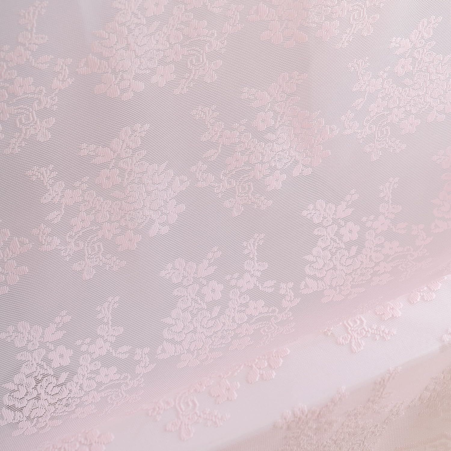 TUDECO Pink Shower Curtain - Shabby Chic Lace Design with Sheer Valance | Vintage Floral Aesthetic, 72 x 72 Inch
