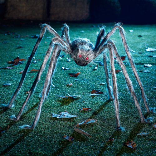 JOYIN Halloween Outdoor Decorations Giant Spider, Scary Large Spider Props for Yard Lawn Halloween Outside Decor and Indoor Party Decor, Gray (Standing Height is 15 inches)