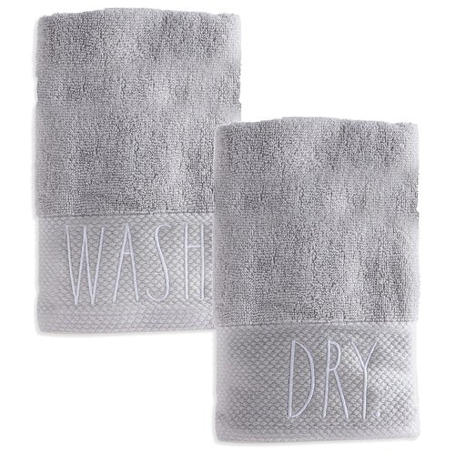 Rae Dunn Hand Towels, Embroidered Decorative Hand Towel for Kitchen and Bathroom, 100% Cotton, Wash/Dry, 16"x 28"