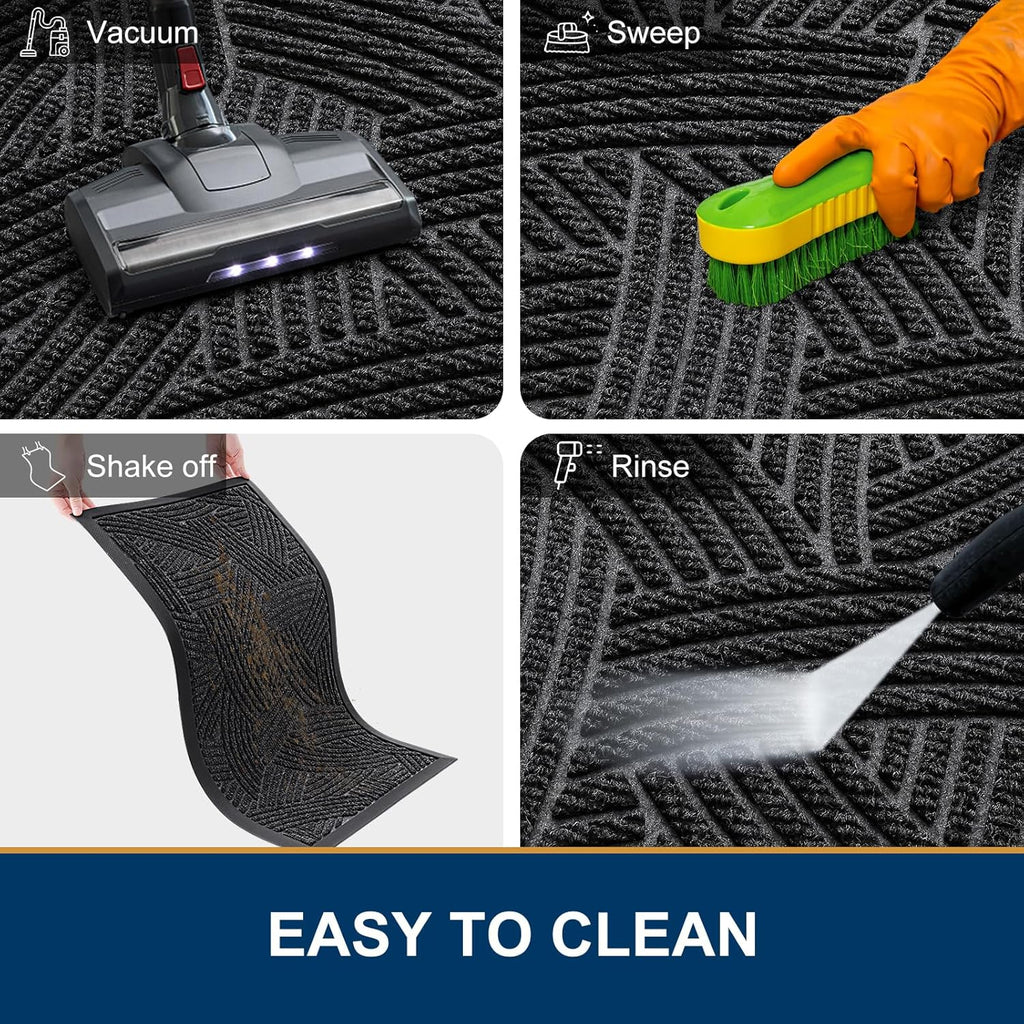 Smiry Heavy-Duty Rubber Doormat - Traps Dirt & Moisture | Easy Clean, Low Profile, 35x23 Inches, Black
