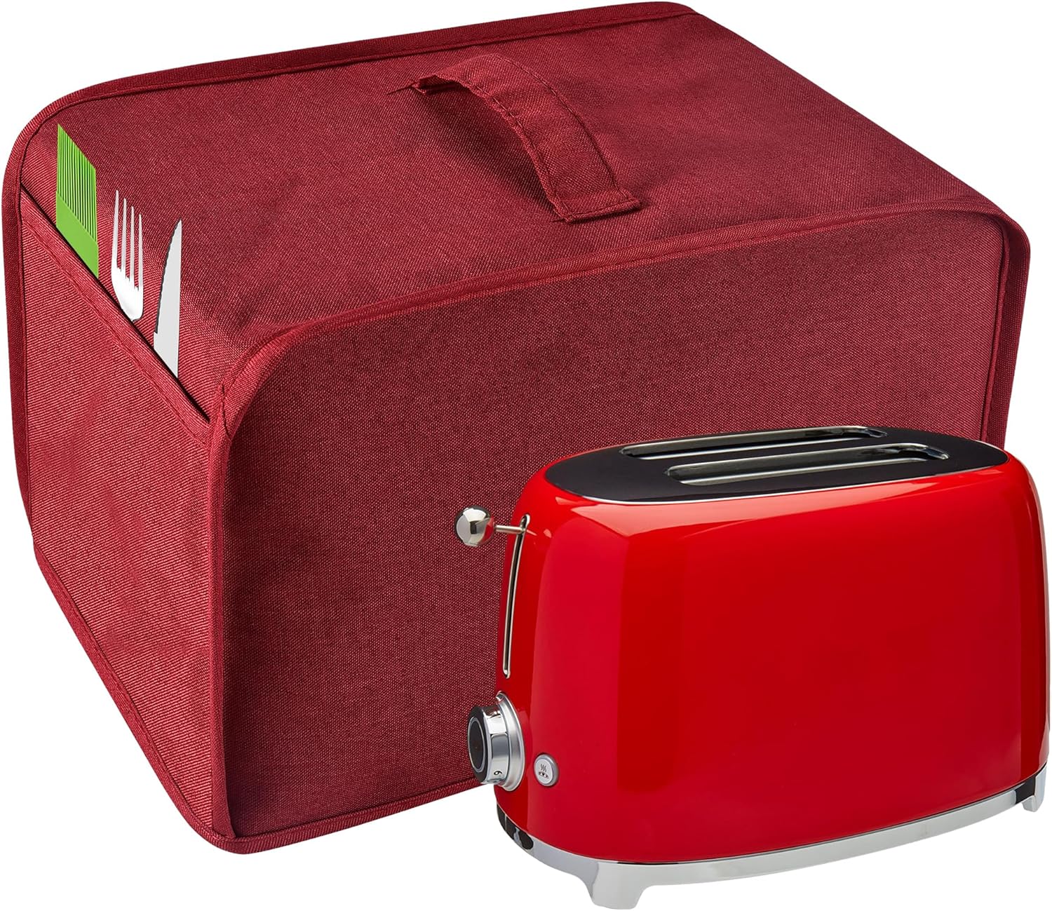 Skiennix Red Toaster Cover - Dust & Fingerprint Protection | Machine Washable, 2 Slice Size