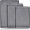 HONGBAKE Nonstick Ceramic Baking Sheet Pan Set - 3 Pack Half/Quarter/Jelly Roll Pans, Charcoal Gray