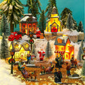 Wettarn LED Christmas Village House Set - 26 Pcs Lighted Figurines for Festive Home Decor