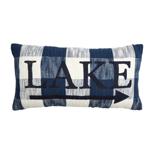 Mud Pie Lake Jute Backing Pillow, Blue