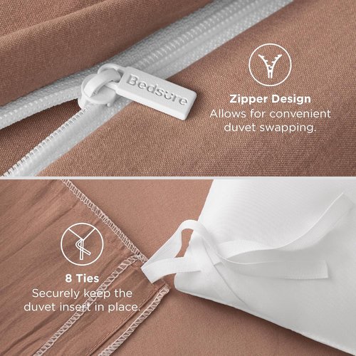 Bedsure California King Duvet Cover - Extra Soft Mocha Mousse Prewashed Cotton-Like Polyester Set | Includes 1 Duvet Cover 104''x98'' & 2 Pillow Shams