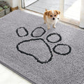 OLANLY Dog Door Mat - Absorbent Muddy Paws Doormat | Non-Slip Chenille 48x30, Light Grey