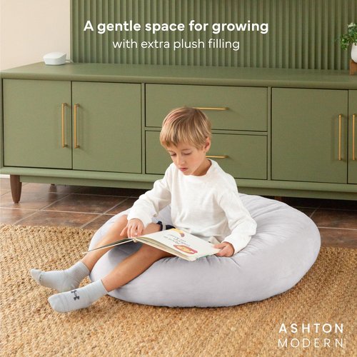Ashton Modern Large Floor Cushion for Kids - 32 inch Soft Blue Round Floor Pillow for Kids Classroom Pillows, Throw Pillow, Decorative Round Pillows, Lounger Reading Nook