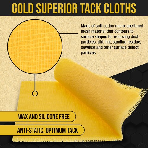 Dura-Gold - Pure Gold Superior Tack Cloth (Pack of 6), Woodworking, Automotive Paint, Tack Cloth Autobody Painting, Painters Cloths, Dust Rags, Stain Rags, Wood Staining Pads, Tac Cloths, Tacky Towel