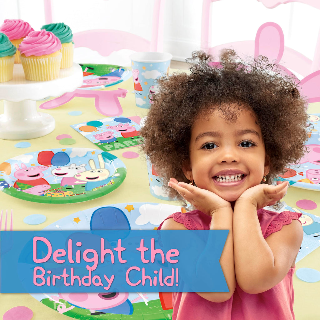 Peppa Pig Birthday Decorations | Serves 16 | Balloons, Tablecloth, Plates, Napkins, Sticker | Peppa Pig Party Decorations