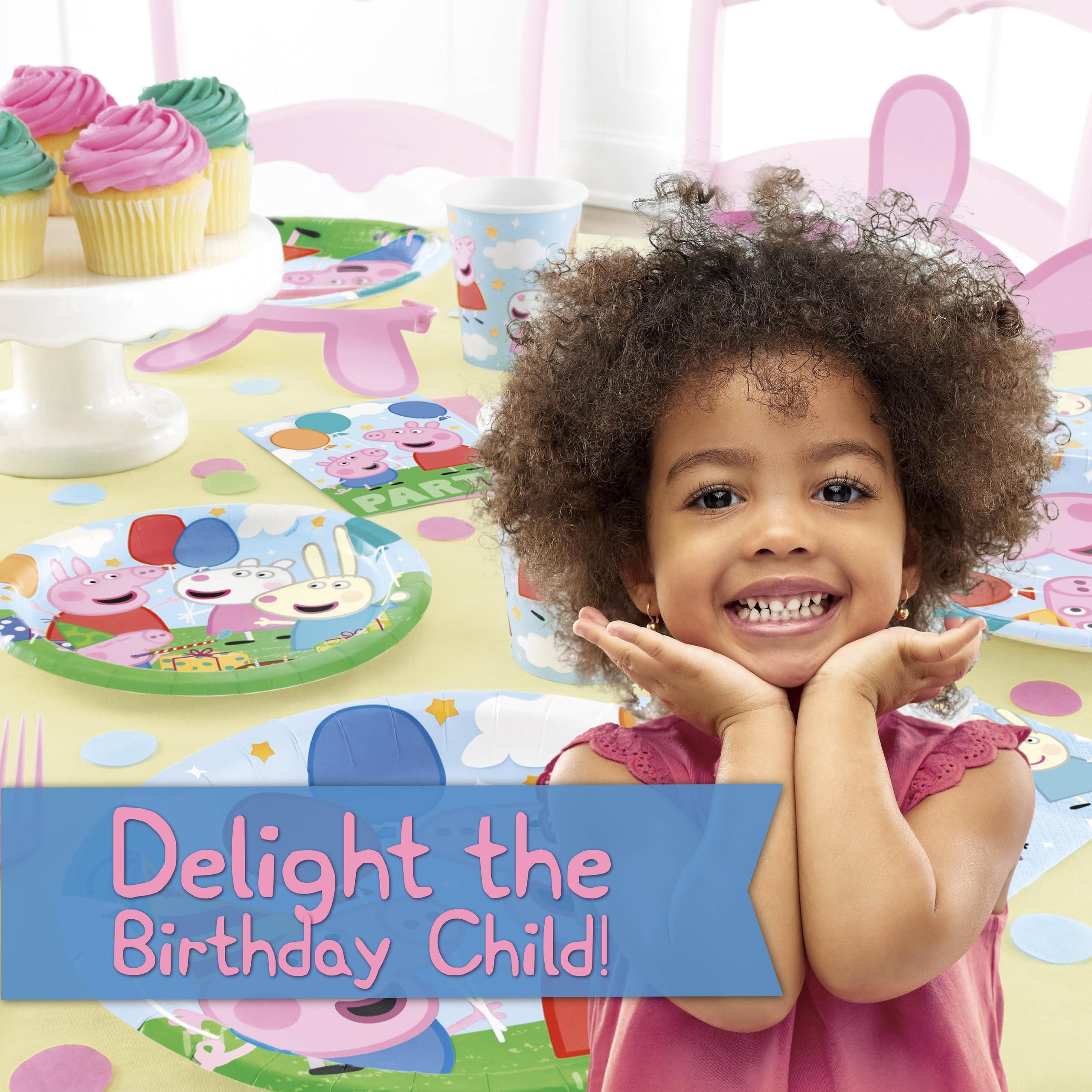Peppa Pig Birthday Decorations | Serves 16 | Balloons, Tablecloth, Plates, Napkins, Sticker | Peppa Pig Party Decorations