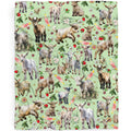 Floral Goats Blanket Gifts for Boys Girls, Farm Animals Throw Blanket Gifts for Adults Decor Cute Goats Plush Soft Lightweight Flannel Fleece Flower Green Blankets for Sofa Bed Couch 80x60In