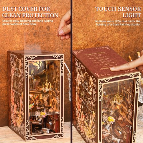 MiniCity Book Nook Kit - DIY Miniature Dollhouse Bookend Decor with LED Light | Painter's Day at Dusk