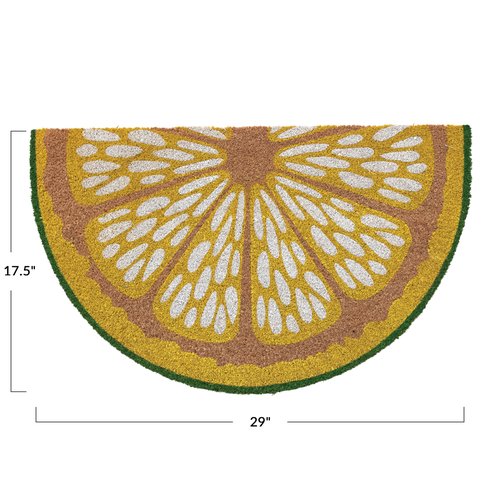 Creative Co-Op Natural Coir Lemon Slice Shaped Doormat, Multicolor