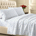 California Design Den Twin XL Cotton Sheet Set - 100% Soft, 400 Thread Count, Award-Winning Floral White/Blue Bedding