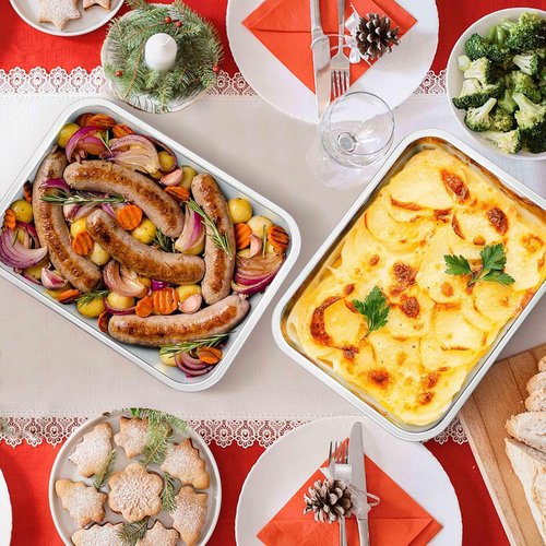 Homikit Lasagna Pan Set - 3 Inch Deep 9x13 Stainless Steel Baking Dish | Heavy-Duty, Rustproof & Dishwasher Safe