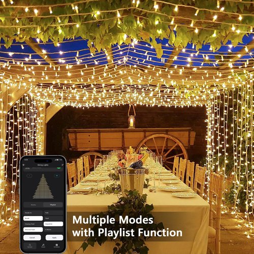 BrizLabs Smart Christmas Lights, 66FT 200 LED Christmas Lights App/Voice Control, Multiple Modes Dimmable Warm White Mini Fairy Light String, Music Sync Party Light Clear Wire for Indoor Outdoor Decor
