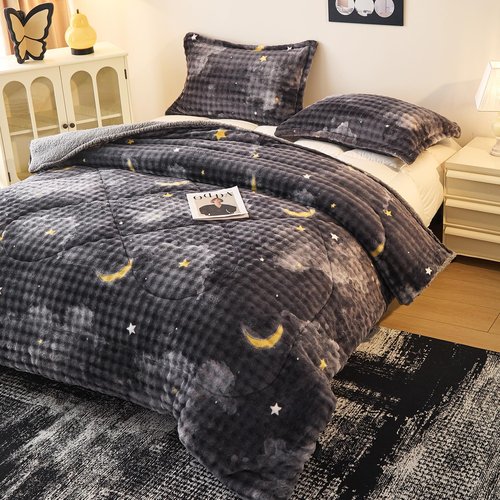 PAJEO Flannel Sherpa Comforter Set Full Size, Soft Warm Reversible Plush Bedding Comforter with 2 Pillow Shams, Cozy Fluffy Blanket for Winter, All Season Bedroom Bedding Set